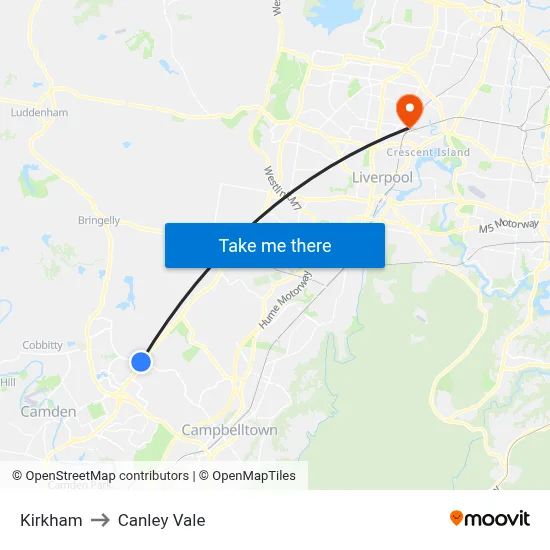 Kirkham to Canley Vale map