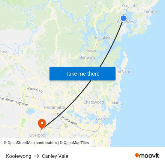 Koolewong to Canley Vale map