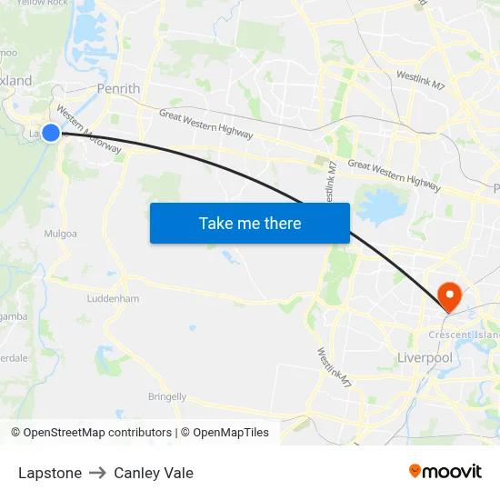 Lapstone to Canley Vale map
