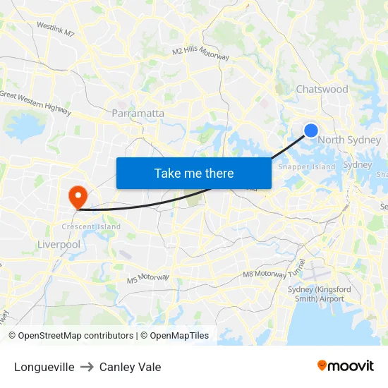 Longueville to Canley Vale map
