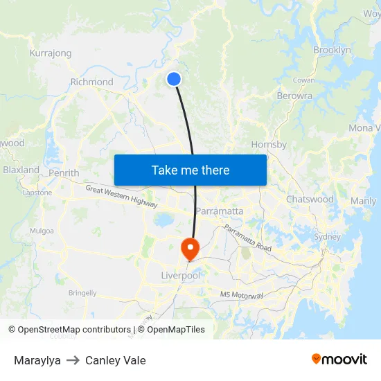 Maraylya to Canley Vale map