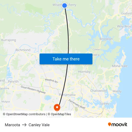 Maroota to Canley Vale map