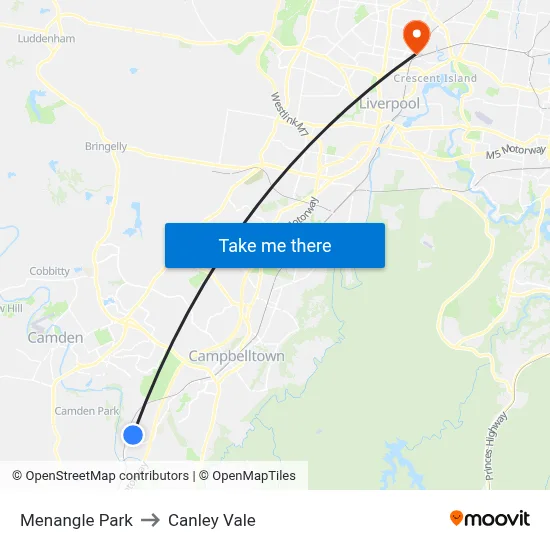 Menangle Park to Canley Vale map