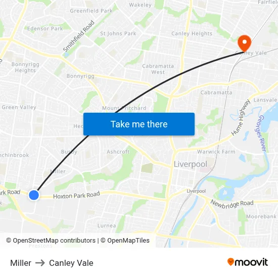 Miller to Canley Vale map