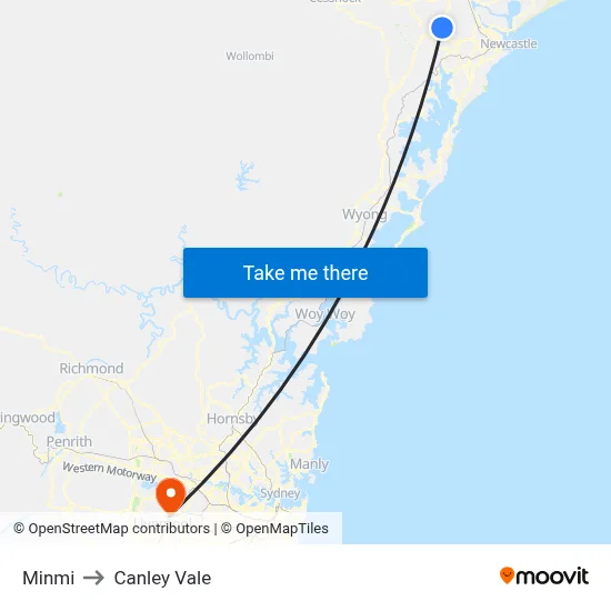 Minmi to Canley Vale map