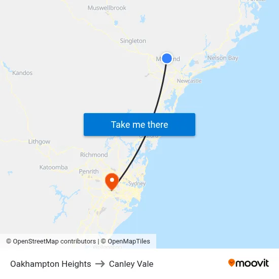 Oakhampton Heights to Canley Vale map