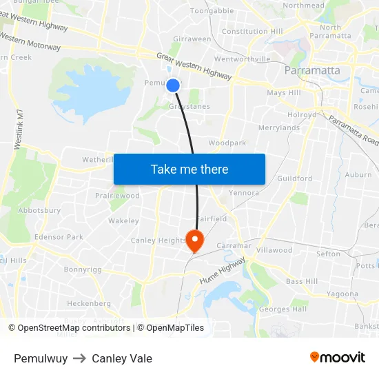 Pemulwuy to Canley Vale map