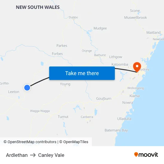 Ardlethan to Canley Vale map