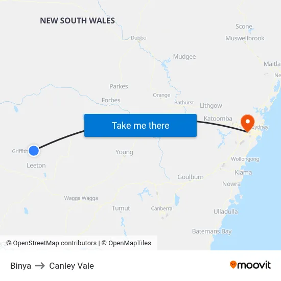 Binya to Canley Vale map