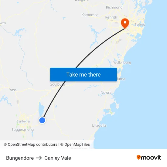 Bungendore to Canley Vale map