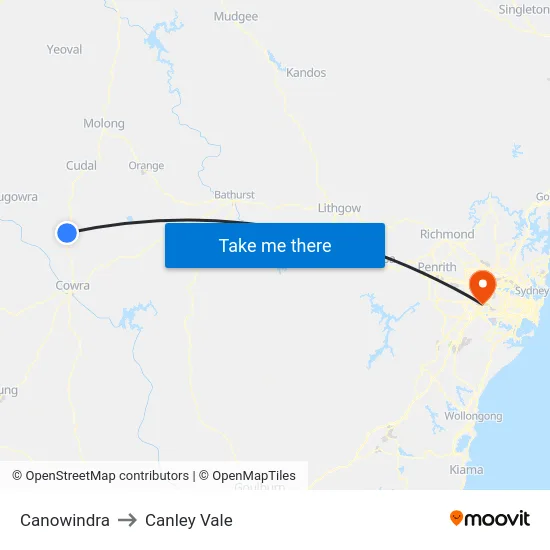Canowindra to Canley Vale map
