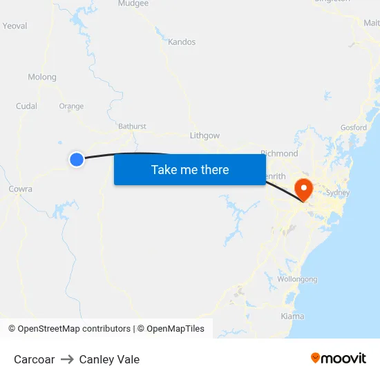 Carcoar to Canley Vale map