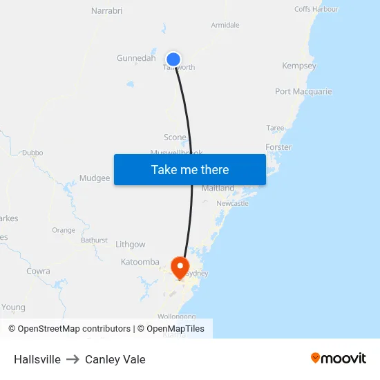 Hallsville to Canley Vale map