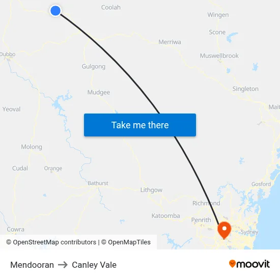 Mendooran to Canley Vale map