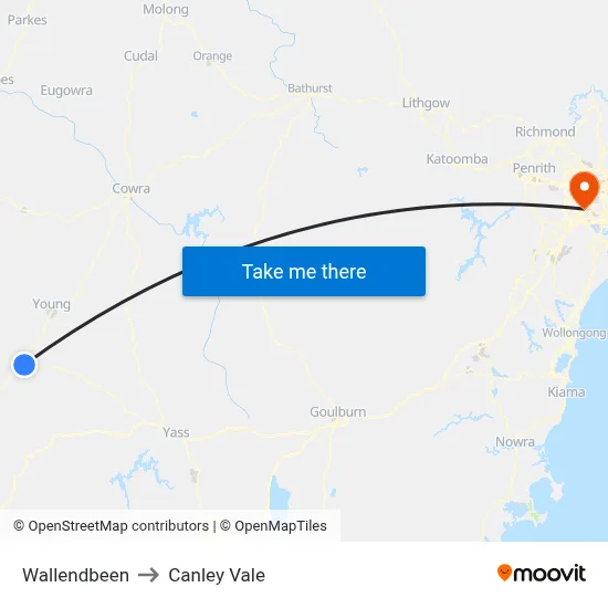 Wallendbeen to Canley Vale map