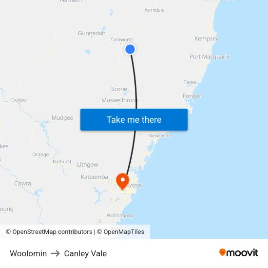Woolomin to Canley Vale map