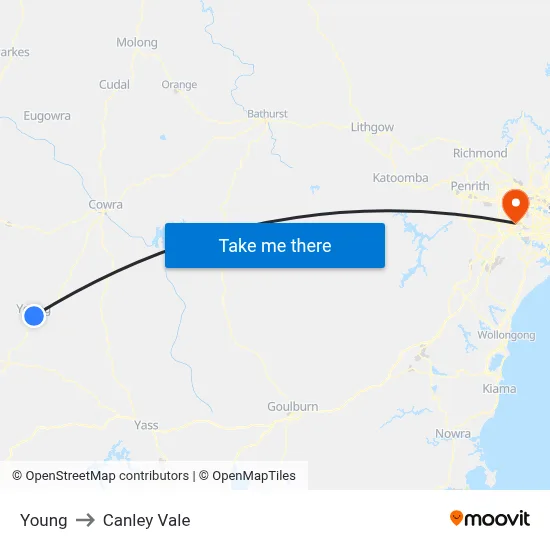 Young to Canley Vale map