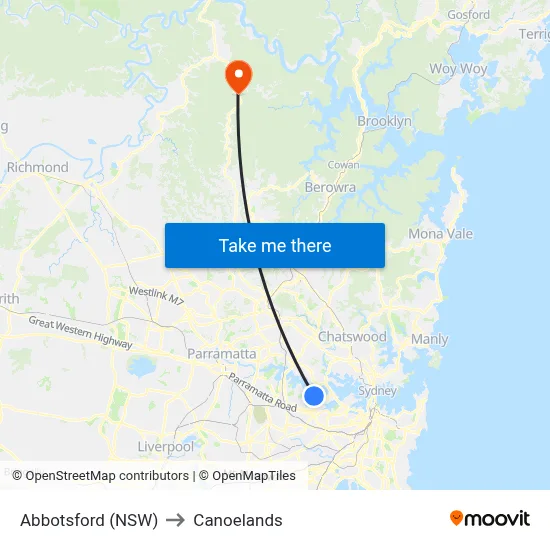 Abbotsford (NSW) to Canoelands map