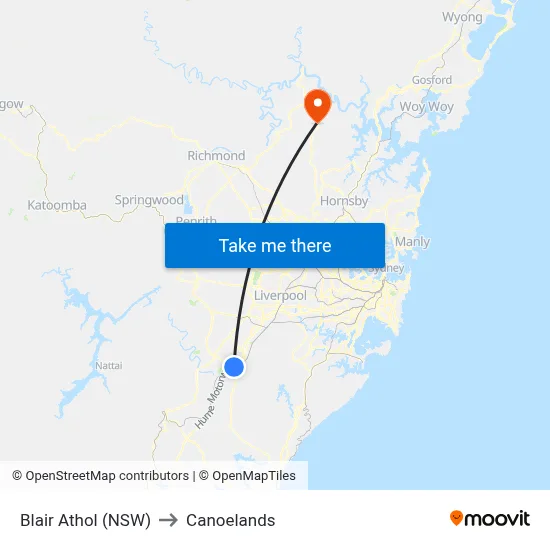 Blair Athol (NSW) to Canoelands map