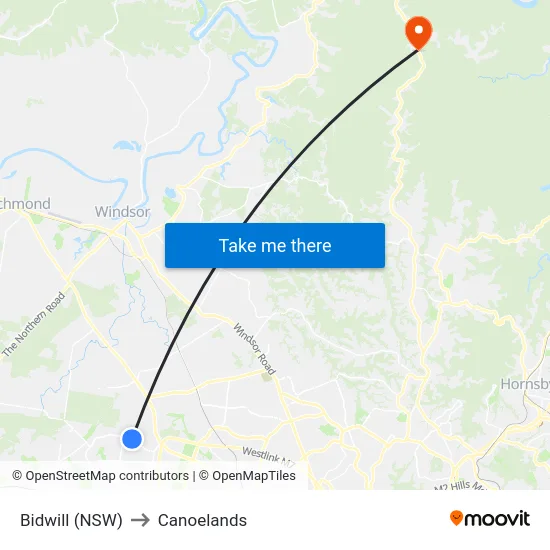 Bidwill (NSW) to Canoelands map