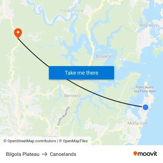 Bilgola Plateau to Canoelands map