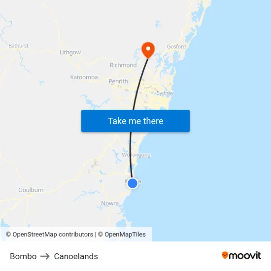 Bombo to Canoelands map