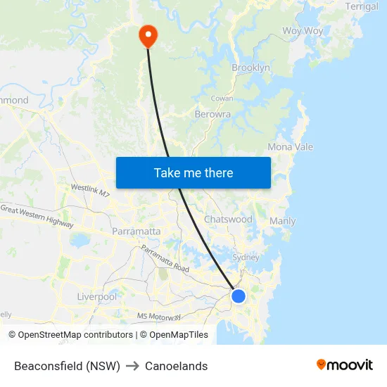 Beaconsfield (NSW) to Canoelands map