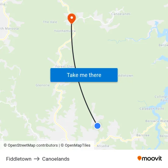 Fiddletown to Canoelands map