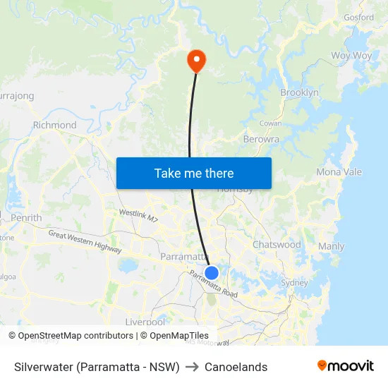 Silverwater (Parramatta - NSW) to Canoelands map