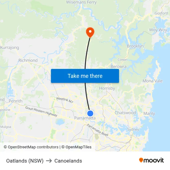 Oatlands (NSW) to Canoelands map