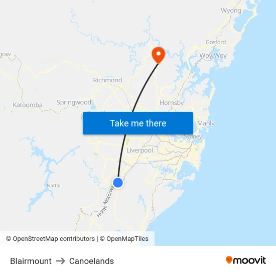 Blairmount to Canoelands map