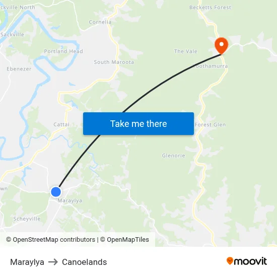 Maraylya to Canoelands map