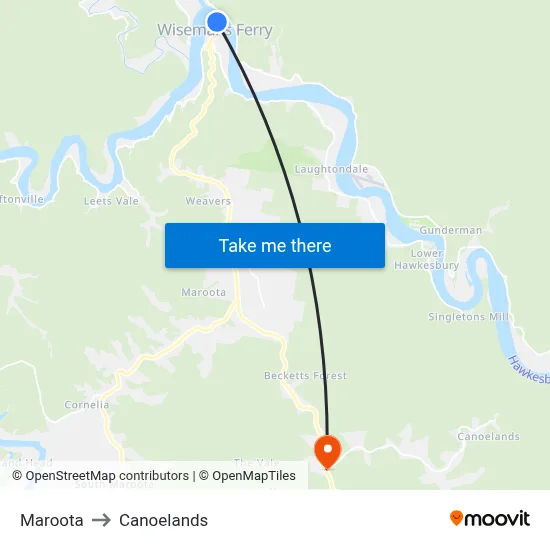 Maroota to Canoelands map