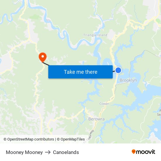 Mooney Mooney to Canoelands map