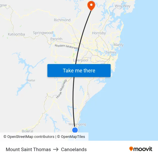 Mount Saint Thomas to Canoelands map