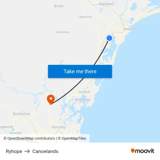 Ryhope to Canoelands map