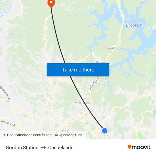 Gordon Station to Canoelands map