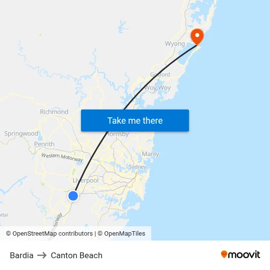 Bardia to Canton Beach map