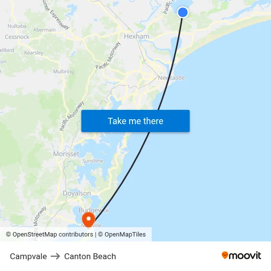 Campvale to Canton Beach map