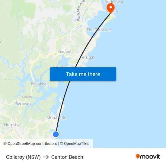 Collaroy (NSW) to Canton Beach map