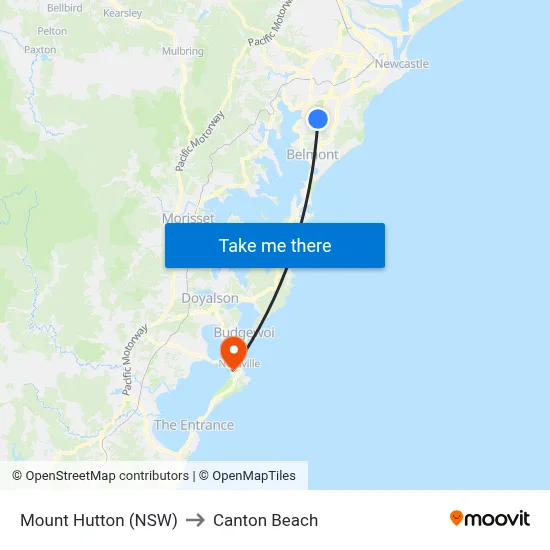 Mount Hutton (NSW) to Canton Beach map