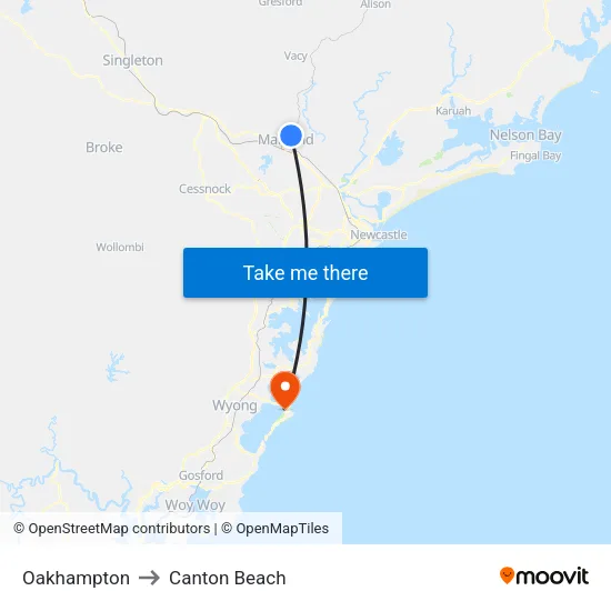 Oakhampton to Canton Beach map