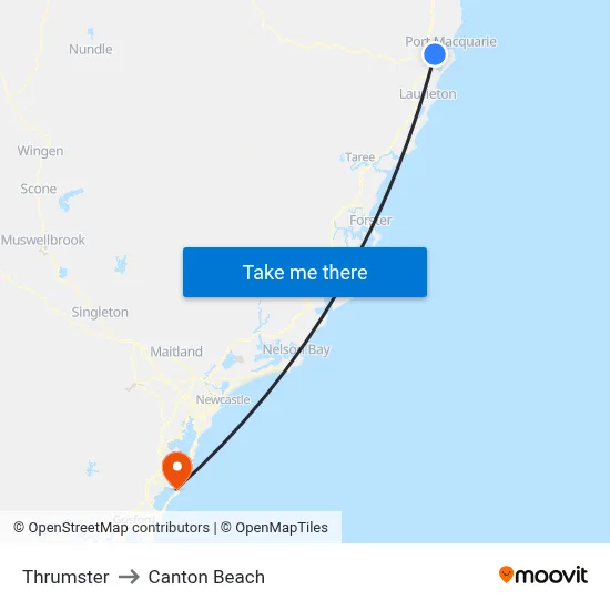 Thrumster to Canton Beach map