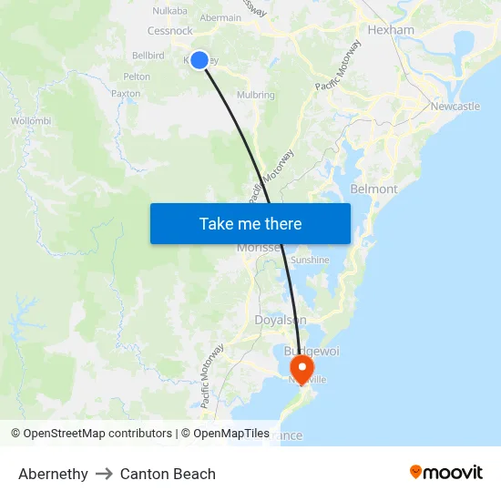 Abernethy to Canton Beach map