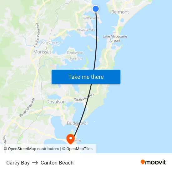 Carey Bay to Canton Beach map