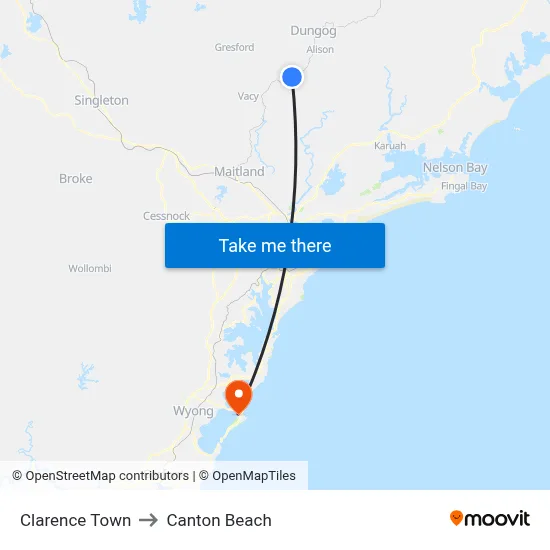 Clarence Town to Canton Beach map