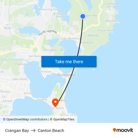 Crangan Bay to Canton Beach map