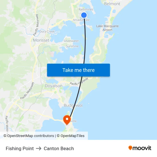 Fishing Point to Canton Beach map