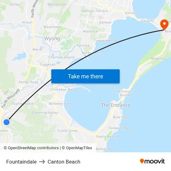 Fountaindale to Canton Beach map