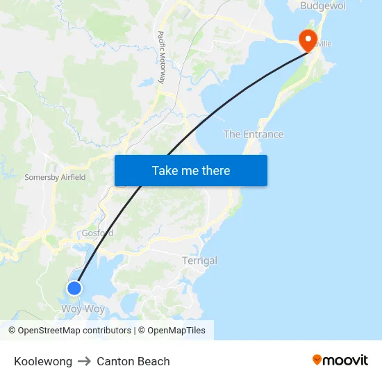 Koolewong to Canton Beach map